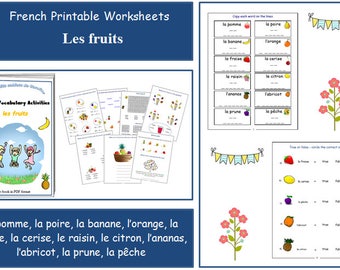 Leer namen van FRUITS in het FRANS met WERKBLADEN voor docenten / Educatieve werkbladen / Werkblad lesgeven / Downloaden voor docenten / Frans leren