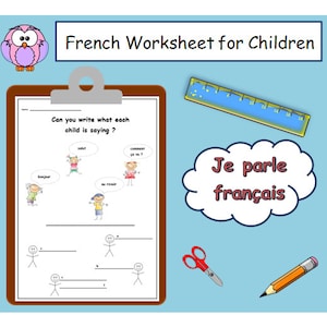 GREETING Words FRENCH WORKSHEET Teacher Printable / Educational Resource French Learning for Children / Classroom and Homeschool Teaching