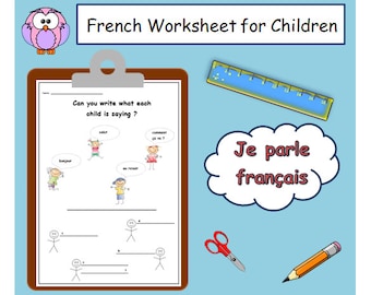 GREETING Words FRENCH WORKSHEET Teacher Printable / Educational Resource French Learning for Children / Classroom and Homeschool Teaching
