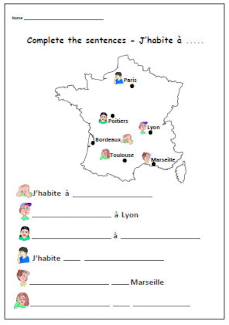 french writing activity printable language worksheet french etsy