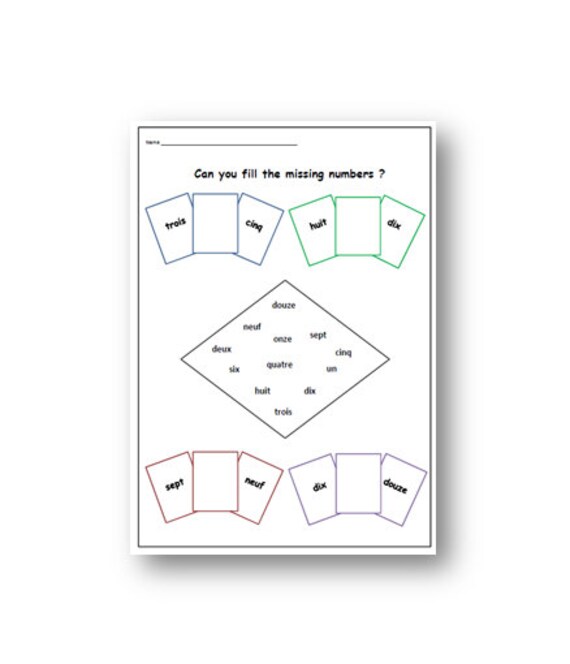 kids activity sheet numbers french learning ordering numbers etsy