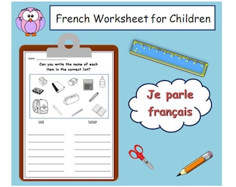 FRENCH Writing Language Printable / French Classroom Kids Activity / Teacher Printable  Kids School Worksheet/Classroom Worksheet Printable