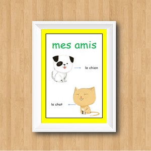 ANIMAL FRENCH POSTER,French Words,French Classroom Decor,Preschool Teacher,Preschool Poster,Kindergarten Classroom,French for Children