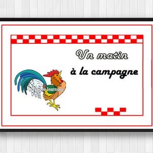 Morning Print-French Print-Garden Print-Kitchen Print-Cuisine Wall Decor-French Art-Rooster Print-Rooster Wall Decor-Red and White Print