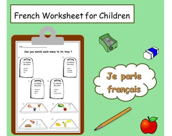 Food Menu FRENCH PRINTABLE/French Teacher Resource/Learning French Words with Engaging Activity/Classroom Worksheet or Homeschool Curriculum