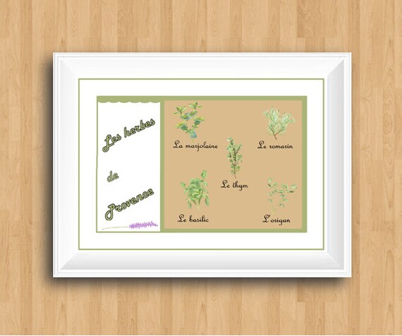 Herbes de Provence,Kitchen Art,French Kitchen Print,Cooking print,Herbs Print,Cuisine,Herbs of Provence,Language Art,Language Print