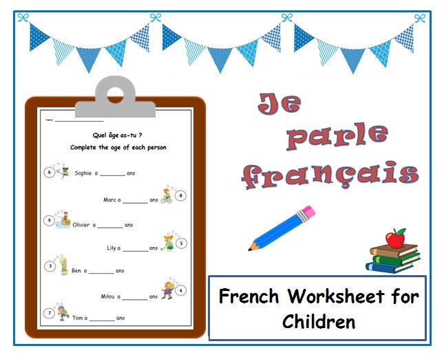 say your age french worksheetsimple writing exercise to help etsy india