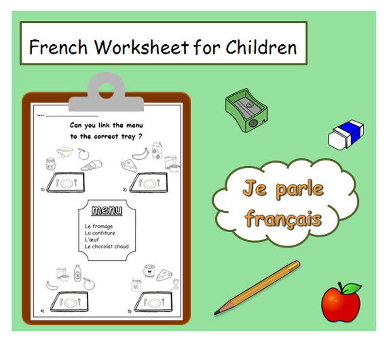 BREAKFAST FRENCH WORKSHEET / French Language Educational Etsy UK