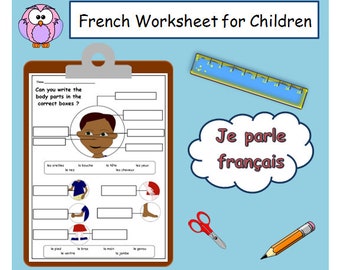 PARTS of the BODY FRENCH Printable Worksheet / French Learning Teacher Worksheet  / Language Learning French for Kids / French Classroom