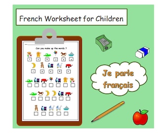 FRANZÖSISCH DRUCKBARE ARBEITSBLATT Lustige Übung zum Lernen französischer Wörter / pädagogisches Arbeitsblatt Französisch für Kinder / Französisch Lehrer zum Ausdrucken