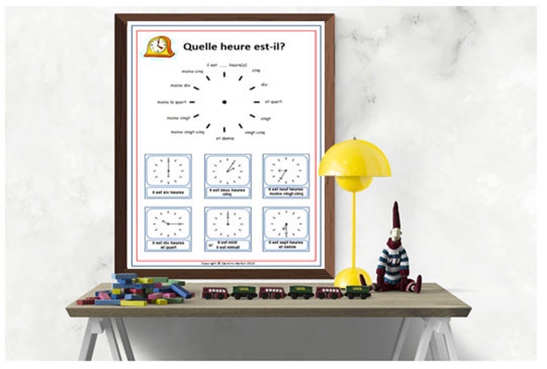 FRENCH POSTER for SCHOOL / Time Numeracy Educational Classroom Poster / French Educational Printable / Tell the Time in French image 1