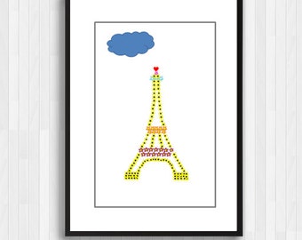 Eiffel Tower Print,Paris Wall Art,Nursery Decor,Children Art,French Paris Decor,French Poster,French Children Print,La Tour Eiffel