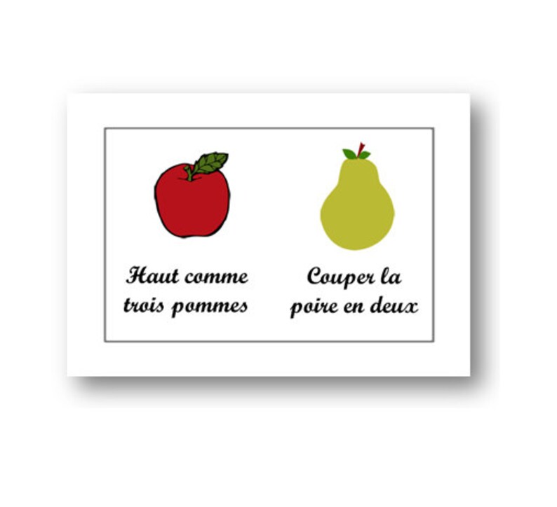 Apple and Pear Wall Print / French Printable / French Print / Printable quotes / French Learning / Teacher Printable / Wall Printable image 2