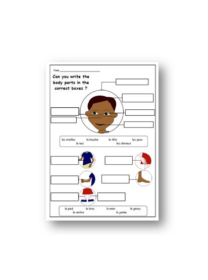 PARTS of the BODY FRENCH Printable Worksheet / French Learning Teacher ...
