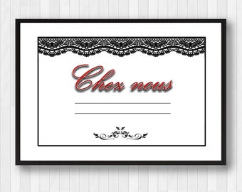 CHEZ NOUS-French Wall Decor-Entryway Decor-Home Decor-Black and Red Print-French Decor-French Saying-Language Art-French Print