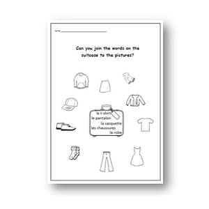 FRENCH TEACHER /  Clothes Vocabulary  / French Printable / Language Learning / Classroom Worksheet / School Worksheet/ Classroom Worksheet