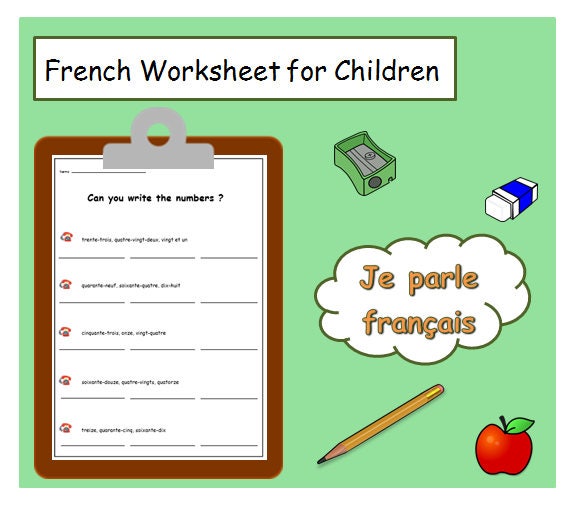 learn french numbers with worksheet primary printable to etsy ireland