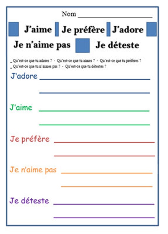 Express Likesdislikes Preferences In French French Etsy Canada