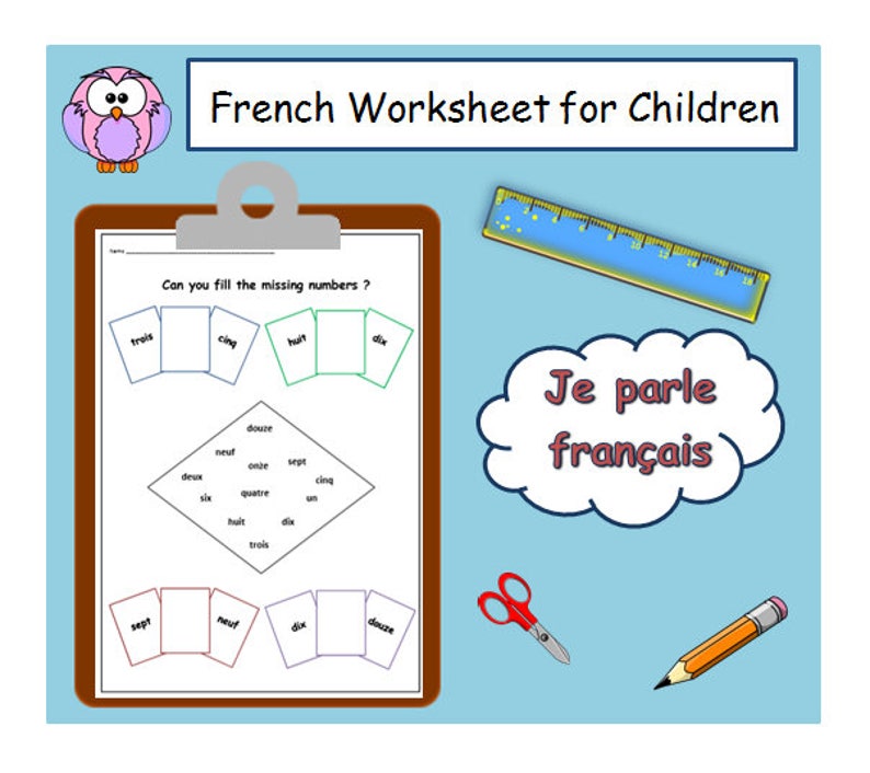 KIDS ACTIVITY SHEET Numbers French Learning / Ordering Numbers Language Worksheet / French Teacher Language Resource / French Printable image 1