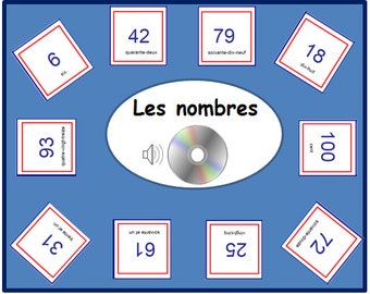 FRENCH NUMBER FLASHCARDS 1/100 with Pronunciation on Audio File,Numbers Printable,Number Cards,Educational Flashcards,French Language Cards