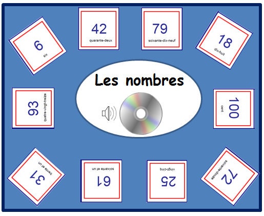 french number flashcards 1 100 with pronunciation on audio etsy