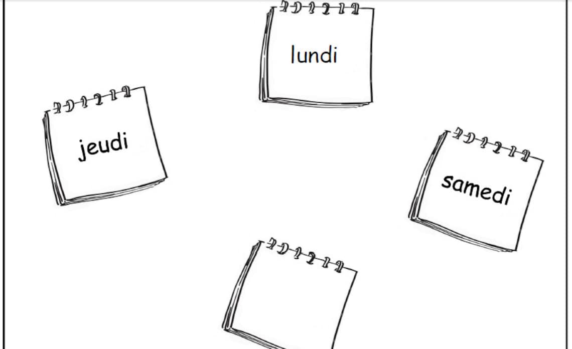 DAYS of the WEEK FRENCH Learning With Language Printable / Educational ...