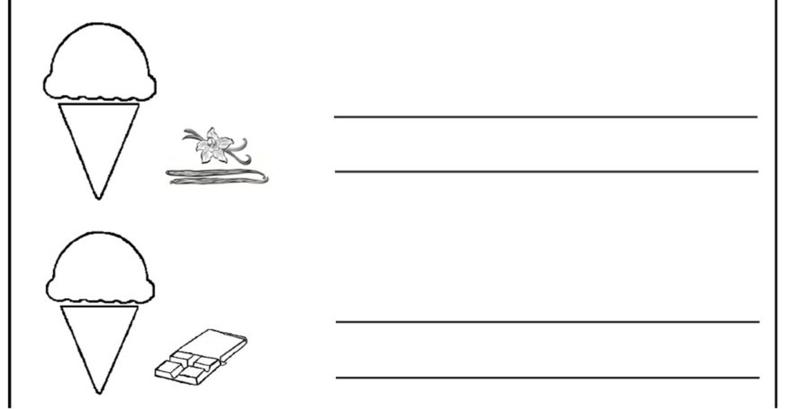 FRENCH PRINTABLE Ice Cream Flavours With Writing Exercise / Children