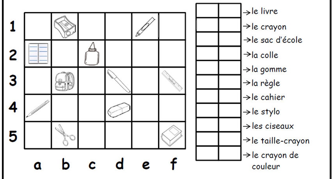 SCHOOL Items VOCABULARY FRENCH Worksheet,teaching Resources for ...