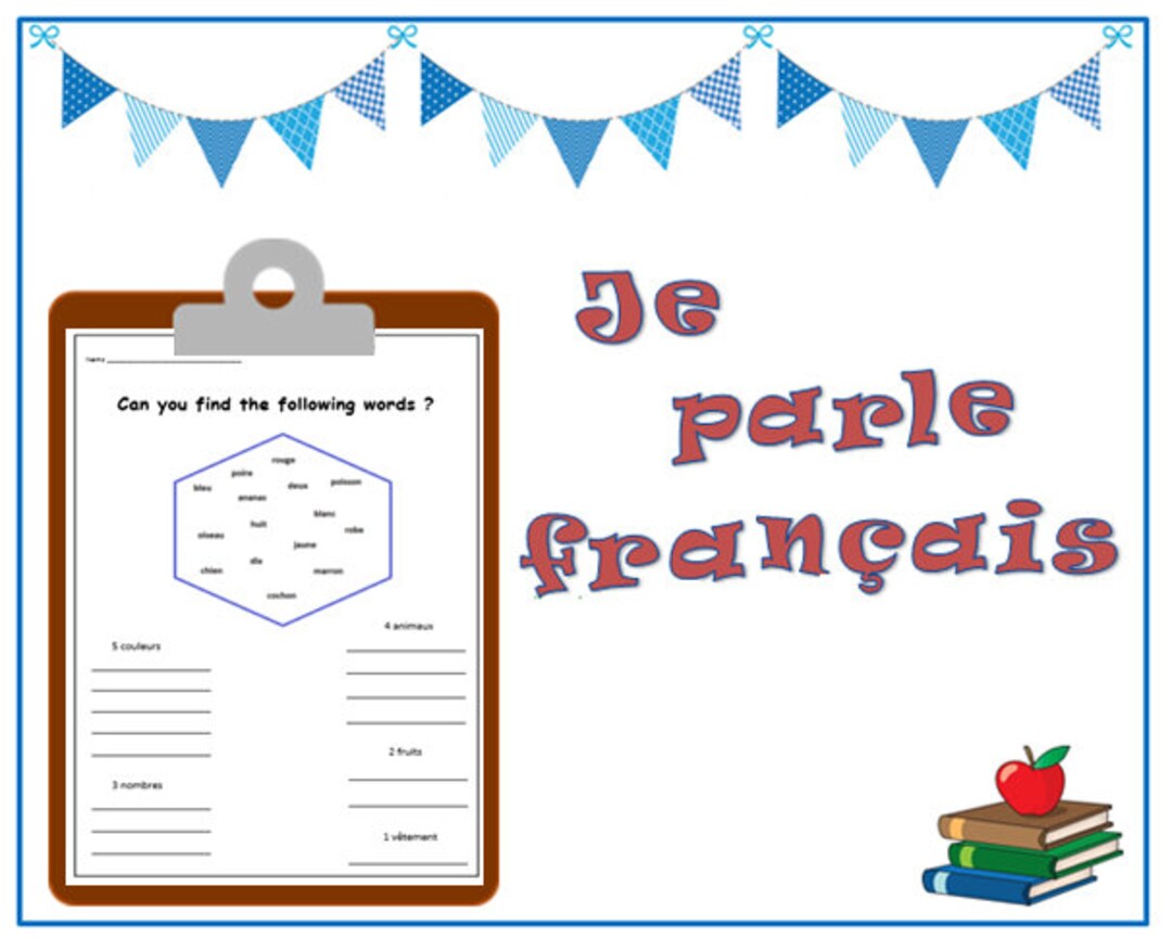 FRENCH LANGUAGE WORKSHEET / Printable French Words / Teaching Resources Printable / Kids Learning Printables Worksheets / Learning Print - Etsy for Free Printable French Worksheets For Beginners Pdf