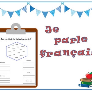 FRENCH LANGUAGE WORKSHEET / printable french words  / teaching resources printable / kids learning printables worksheets / Learning Print