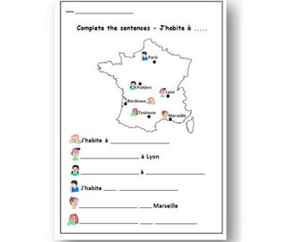 FRANZÖSISCH Schreibaktivität Arbeitsblatt / Französisch für Kinder, die Französisch lernen / Sprachressource Kinderarbeitsblatt / Französischlehrer