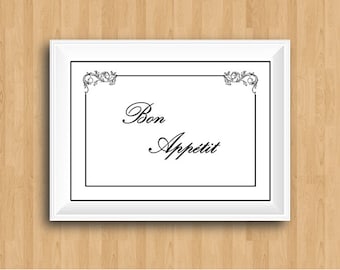 Bon Appétit,Französische Küche Zitat,Cuisine Print,Französisches Rezept Zeichen,Französische Küche,Französische Küche Dekor,Französisches Poster,Französisch Druck