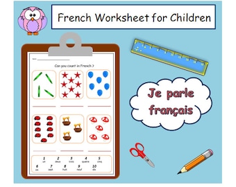 FRENCH LEARNING Worksheet for Counting Numbers  / Maths Print Activity Sheet  / Number Sheet / Language learning Teacher Worksheet