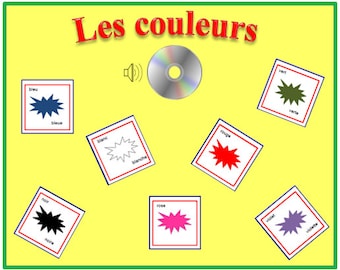 COLOUR FRENCH FLASHCARDS with Pronunciation on Audio File,Kids Cards,Printable Cards,Educational Flashcards,School Language Flashcards