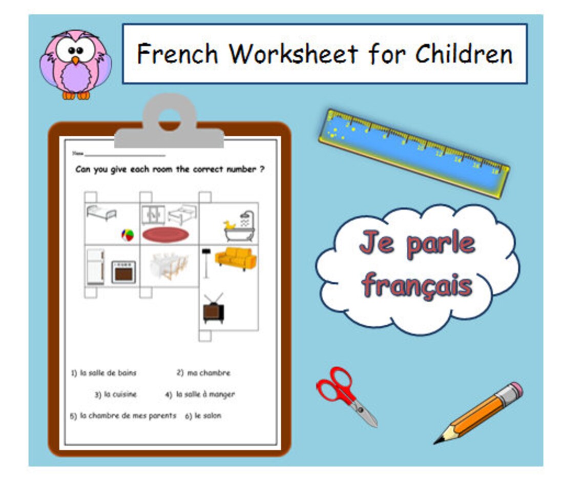 FRENCH WORDS Rooms of the House / Activity Kid / Education Printables