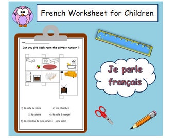 FRENCH WORDS Rooms of the House / Activity kid / Education Printables / Children Learning / Lesson Plan / Language Learning /School Supplies