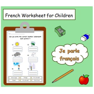 LANGUAGE RESOURCES Weather Vocabulary FRENCH Learning / French Classroom Worksheet Activity / Language Learning / Language Worksheet