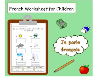 LANGUAGE RESOURCES Weather Vocabulary FRENCH Learning / French Classroom Worksheet Activity / Language Learning / Language Worksheet