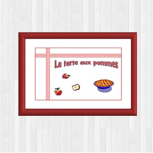 Apfelkuchen, Apfelkuchen, Apfel Dekor, Küche Wand Dekor, Rote Küche Dekor, Essen Dekor, Französisches Essen, Französisches Zitat, Apfel Dessert Druck, Sprache Kunst