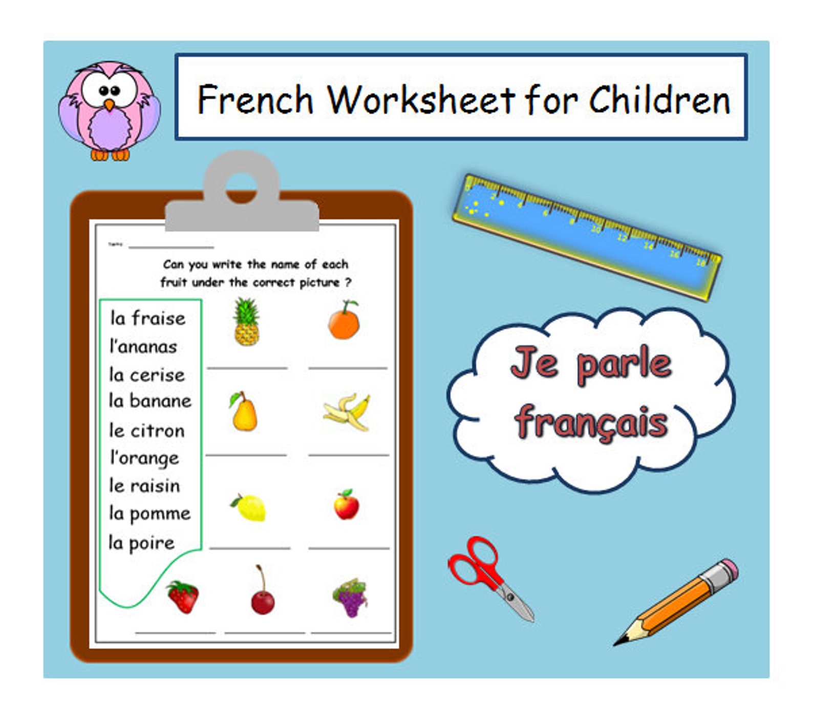 French Worksheet For Kids