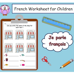 Shop Words FRENCH WORKSHEET / French Writing Activity / Practice French Vocabulary / French Lesson / French School / Primary French