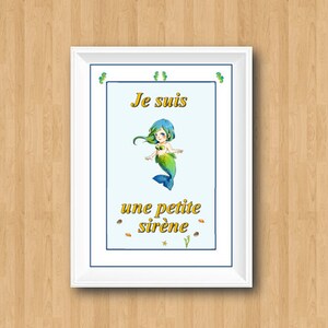 Mermaid Nursery Decor,Petite Sirene,French Nursery Art Print,Nursery Wall Decor,Nursery Sea Wall Decor,Language Art,Girls Room Decor