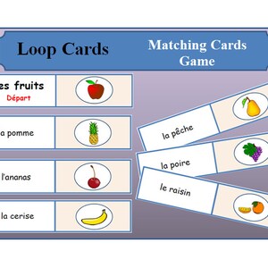 Cartões de laço francês professor francês/atividades infantis cartões de laço de frutas imprimíveis/recursos de linguagem de aprendizagem francesa/francês para crianças