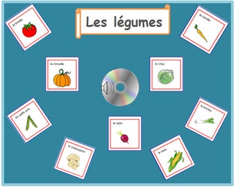 VEGETABLE FRENCH FLASHCARDS with Audio File Pronunciation,Food Flashcards,Food French Word Cards,Food Teachers Cards,Food Language Cards