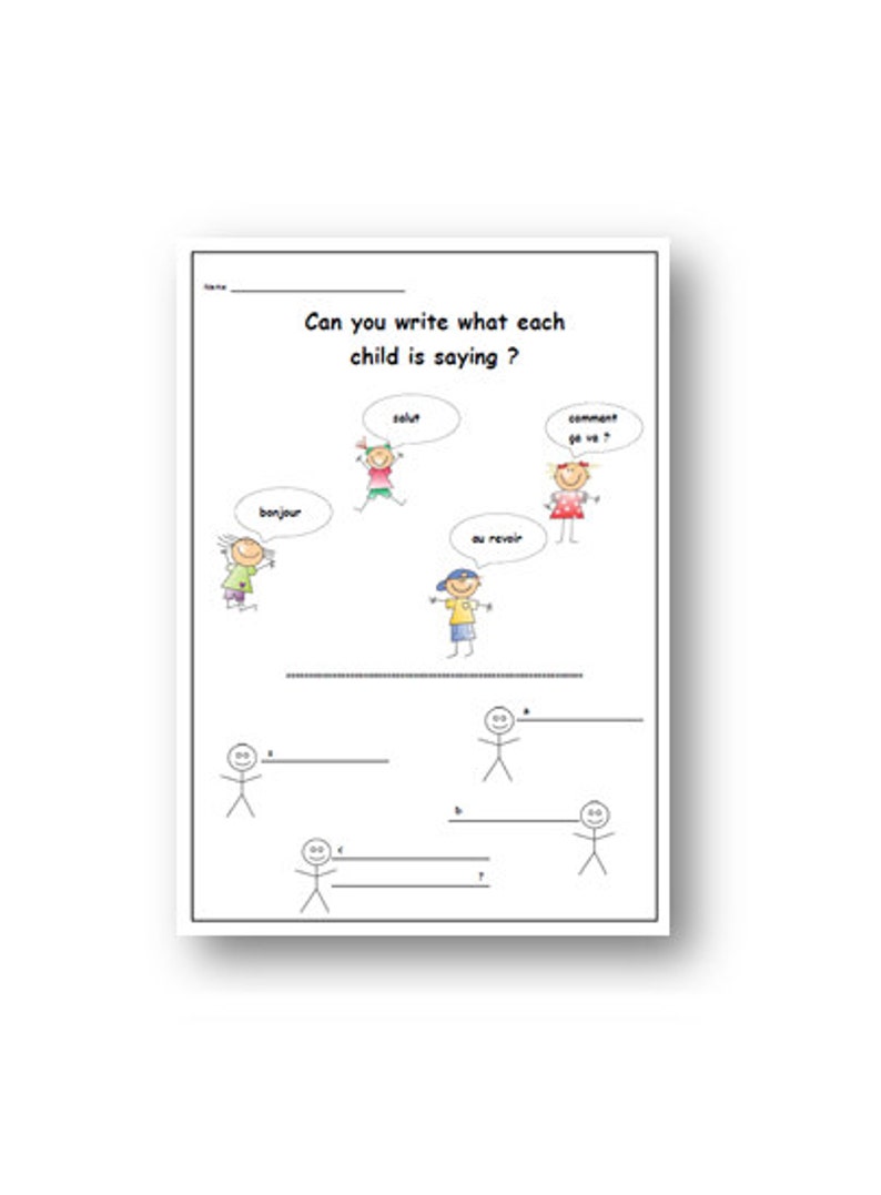 greeting words french worksheet teacher printable etsy
