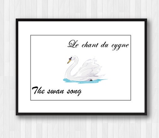Swan Song,Wall Art,Swan Idiom,Home Decor,Swan Print,French Printable,Bilingual,Pastel Print,French Language,Language Art,French