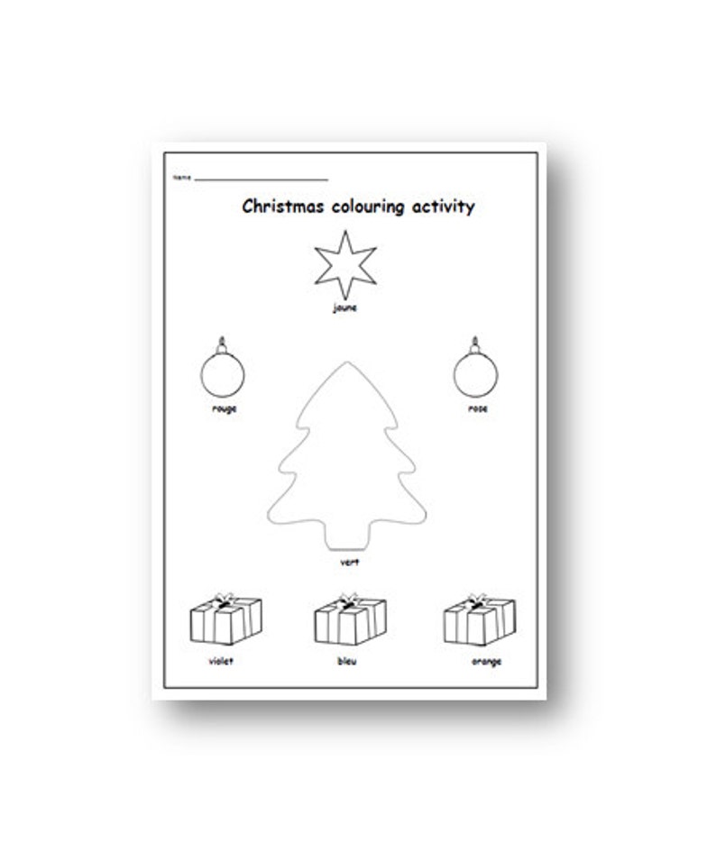 CHRISTMAS FRENCH WORKSHEET,Christmas Colouring,Christmas Printable Resources,Christmas Activity,Christmas Print,Christmas Fun for Kids