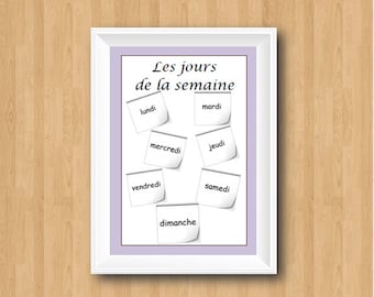 FRANZÖSISCHE LEHRER GESCHENK Schulposter / druckbare Französisch Schulmaterial / Tage der Woche Thema Lehrer Download / Klassenzimmer Lehrer Printable