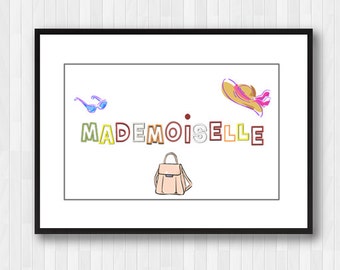 mademoiselle,French Poster,Quote Print,French Decor,French Print,Girl Decor,French Girl,French Art,French Quote,language Art,Language Print