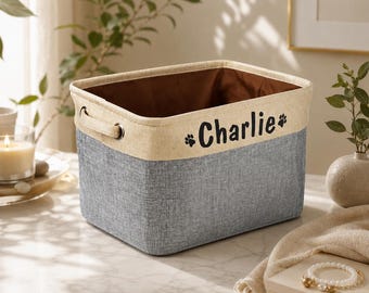 Personalized dog storage basket
